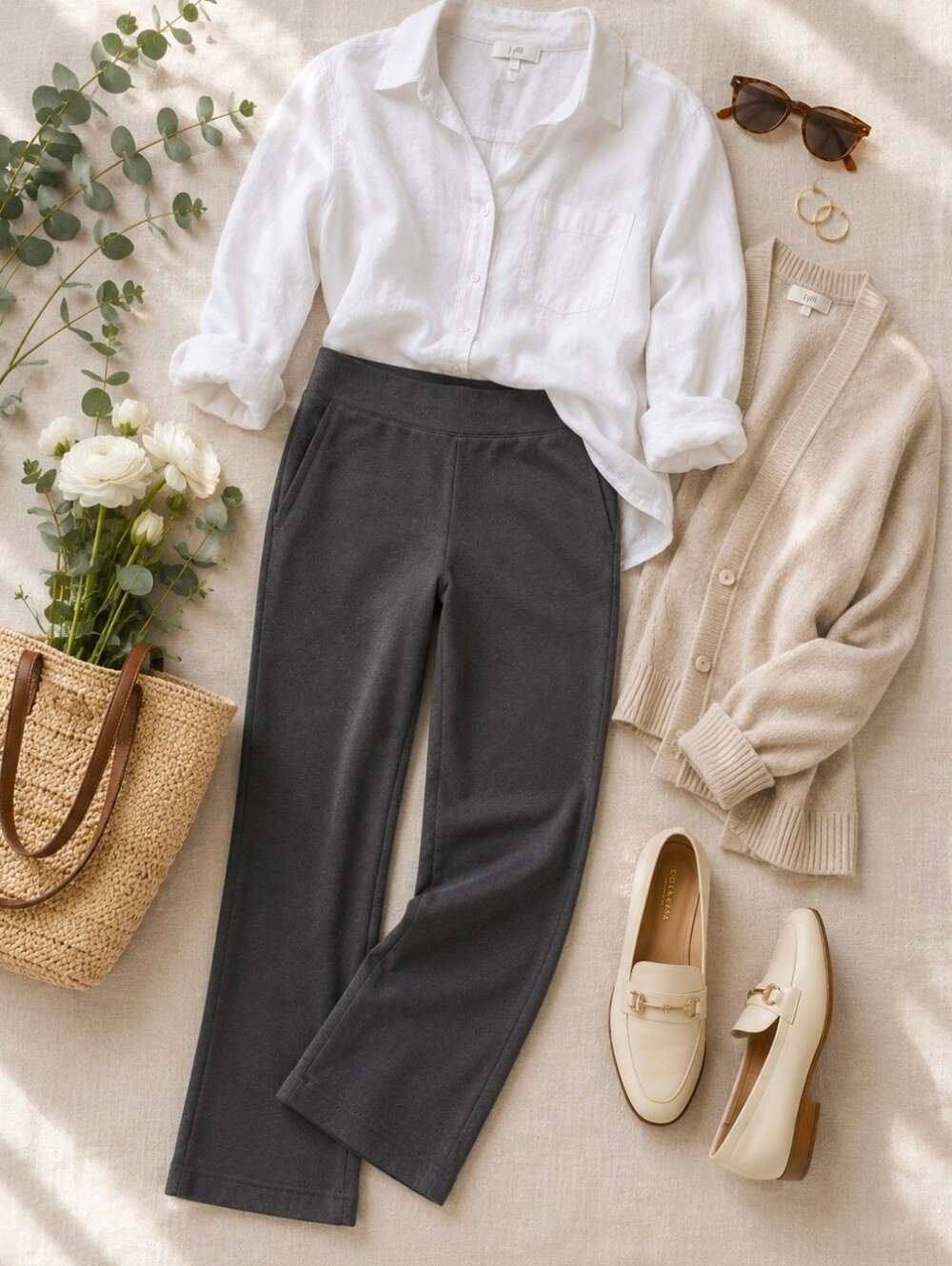 NWT Pure J Jill Organic Cotton Pull On Pants M Granite Gray 30" Inseam